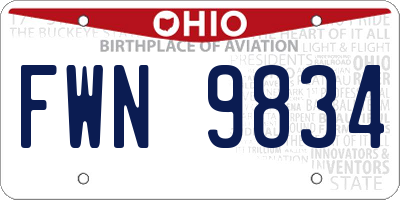 OH license plate FWN9834
