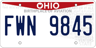 OH license plate FWN9845