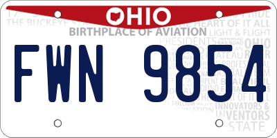 OH license plate FWN9854