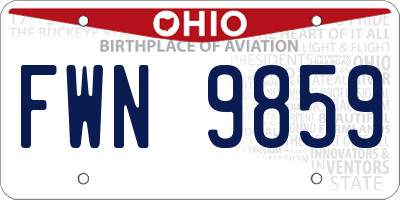 OH license plate FWN9859