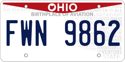 OH license plate FWN9862