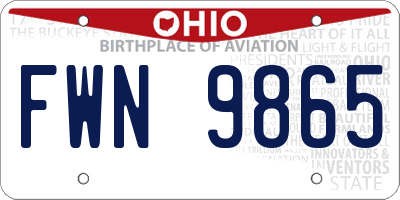 OH license plate FWN9865