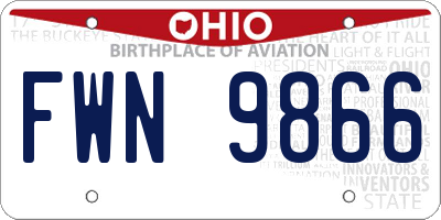 OH license plate FWN9866