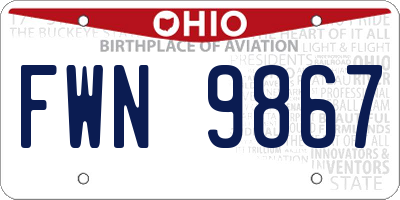 OH license plate FWN9867