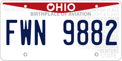 OH license plate FWN9882