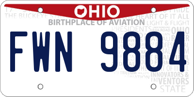 OH license plate FWN9884