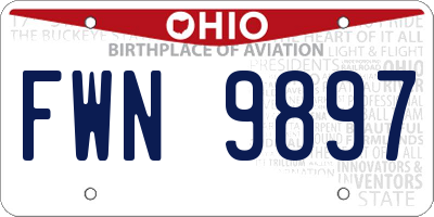OH license plate FWN9897