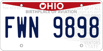 OH license plate FWN9898