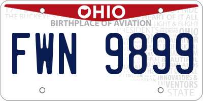 OH license plate FWN9899