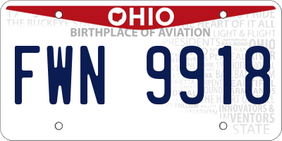 OH license plate FWN9918