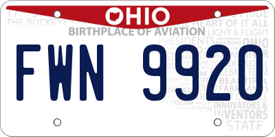 OH license plate FWN9920