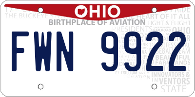 OH license plate FWN9922