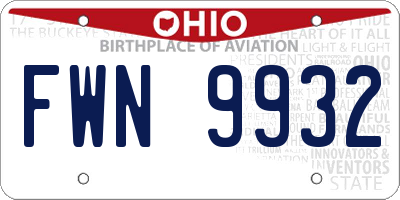 OH license plate FWN9932