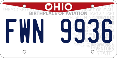 OH license plate FWN9936