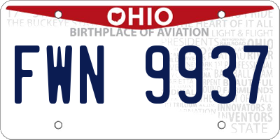 OH license plate FWN9937