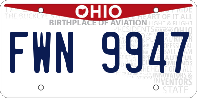 OH license plate FWN9947