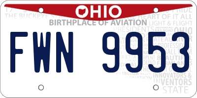 OH license plate FWN9953