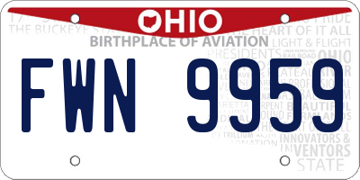 OH license plate FWN9959