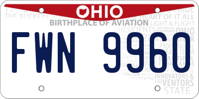 OH license plate FWN9960