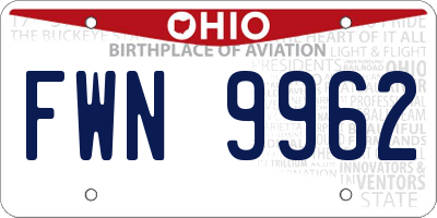 OH license plate FWN9962