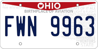 OH license plate FWN9963