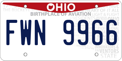 OH license plate FWN9966