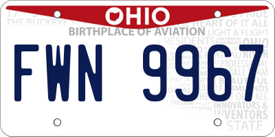 OH license plate FWN9967