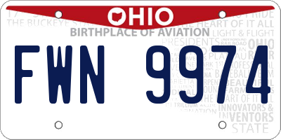 OH license plate FWN9974