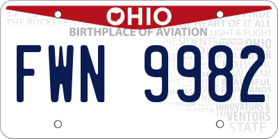 OH license plate FWN9982