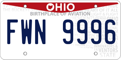 OH license plate FWN9996