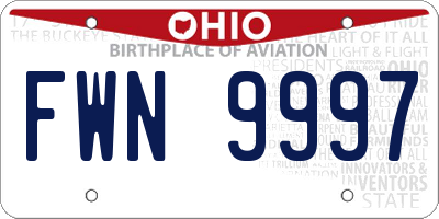 OH license plate FWN9997
