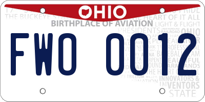 OH license plate FWO0012