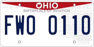 OH license plate FWO0110