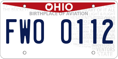 OH license plate FWO0112