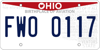 OH license plate FWO0117
