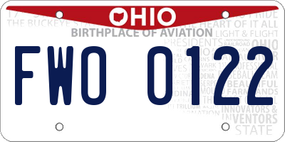 OH license plate FWO0122