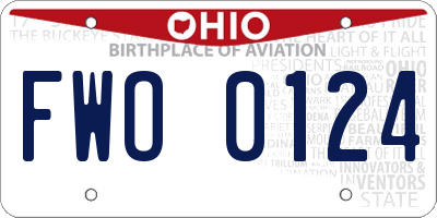 OH license plate FWO0124