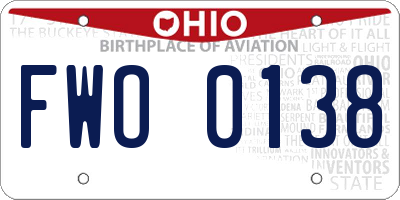 OH license plate FWO0138