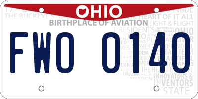 OH license plate FWO0140