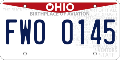 OH license plate FWO0145