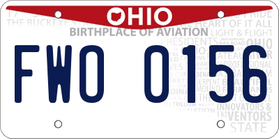 OH license plate FWO0156
