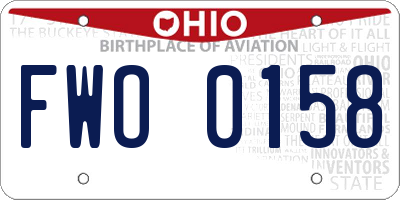 OH license plate FWO0158