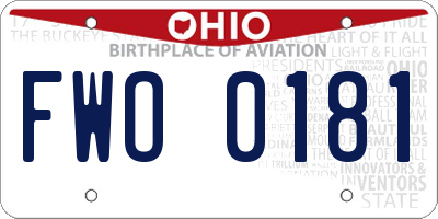 OH license plate FWO0181