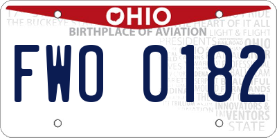 OH license plate FWO0182