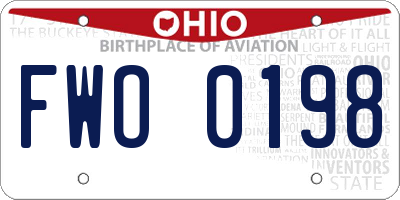 OH license plate FWO0198