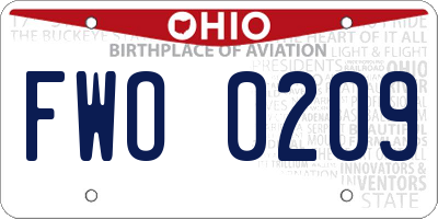 OH license plate FWO0209