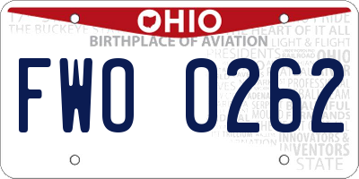 OH license plate FWO0262