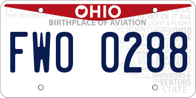 OH license plate FWO0288
