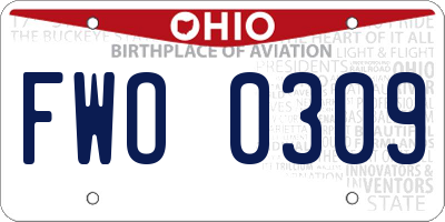 OH license plate FWO0309
