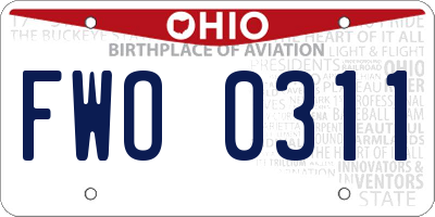 OH license plate FWO0311